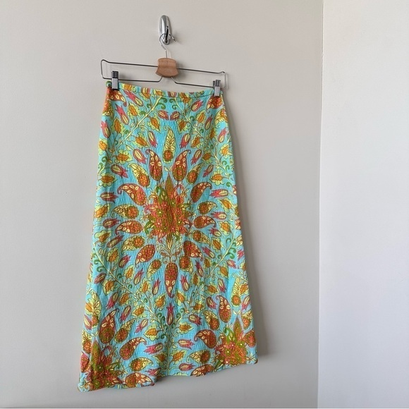 ZARA-PAISLEY Floral Tie Waist Detail Midi Skirt (Size:Small) - Picture 6 of 11